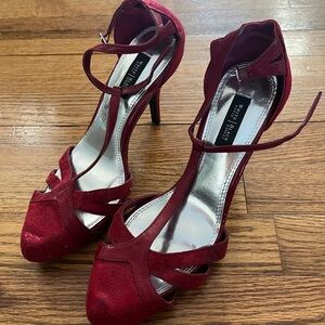 White House Black Market Burgundy Strappy Heels